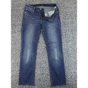 Lucky Brand Sweet Straight Jeans Women 2/26 Blue Medium Wash Raw Hem Mid Rise